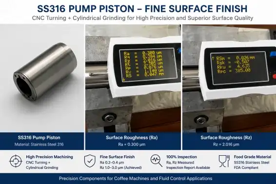 SS316 Pump Piston with Ra 0.2–0.4 μm